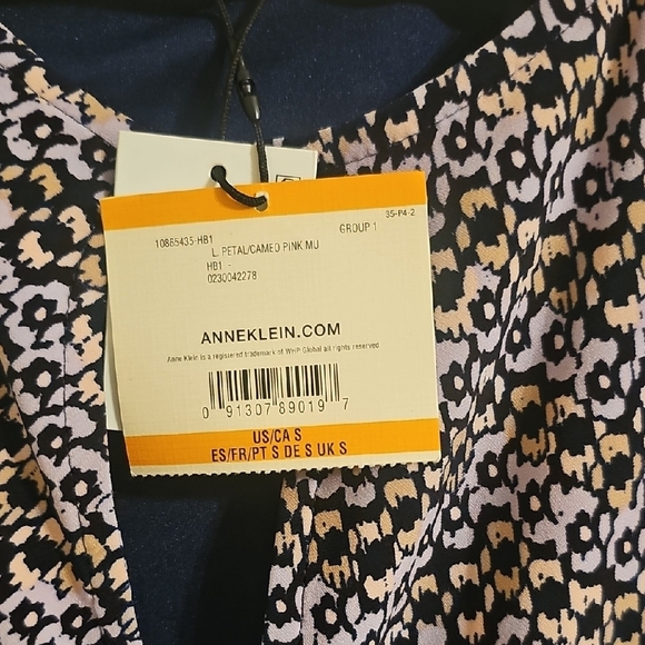 Anne Klein Chic Purple Patterned Midi Dress - Picture 2 of 8